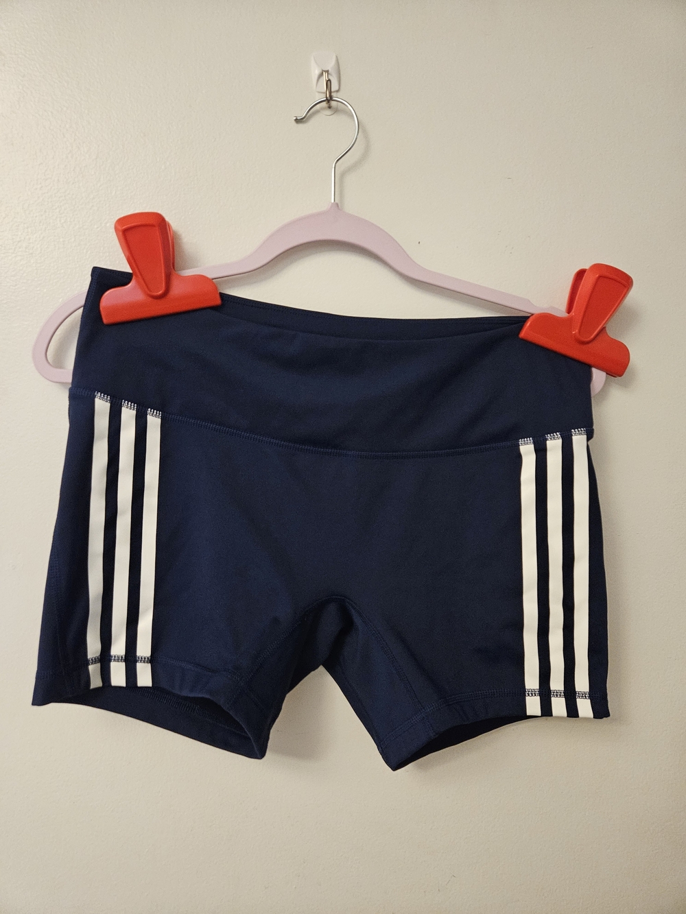 adidas Navy Blue Bicycle Shorts with White Side Stripes